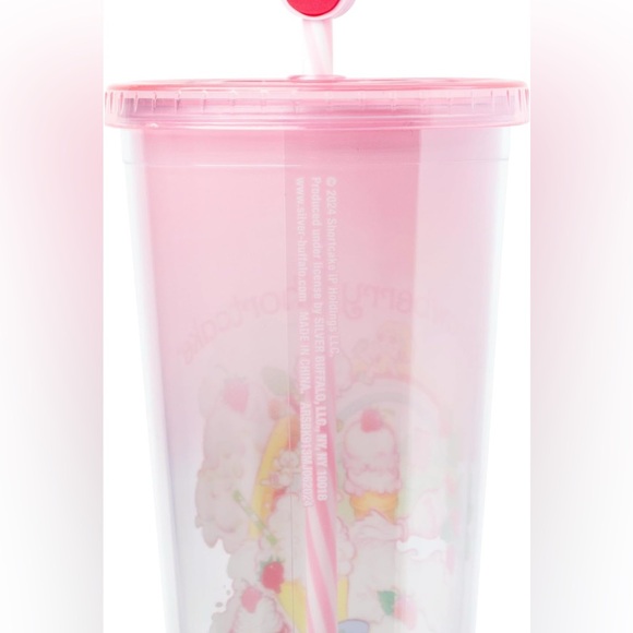 Strawberry Shortcake Pink Tumbler with Straw 24 oz. - Picture 3 of 8
